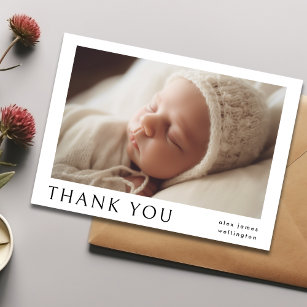 Modern Simple Photo Baby Name Thank You Announcement