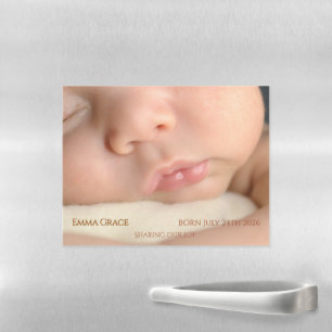 Modern Simple Photo Birth Announcement Magnetic Dry Erase Sheet