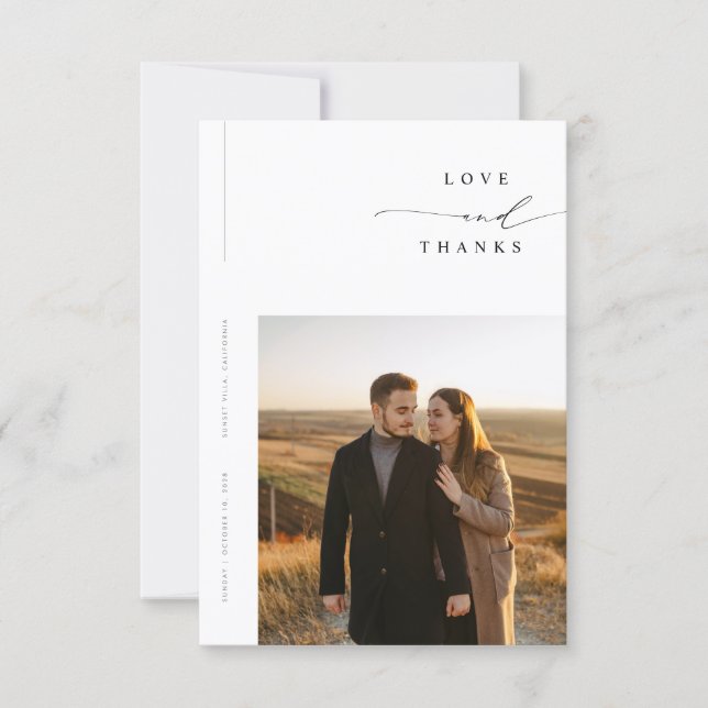 Modern Simple Photo Budget Wedding Thank You Card (Front)