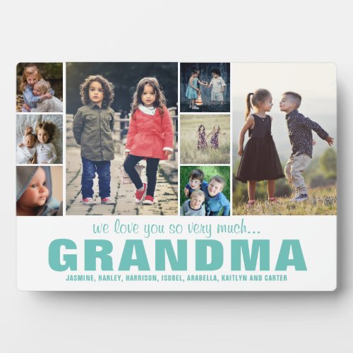 Modern Simple Photo Collage Color Custom Grandma Plaque