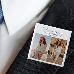 Modern & Simple Photo Collage Funeral  Button