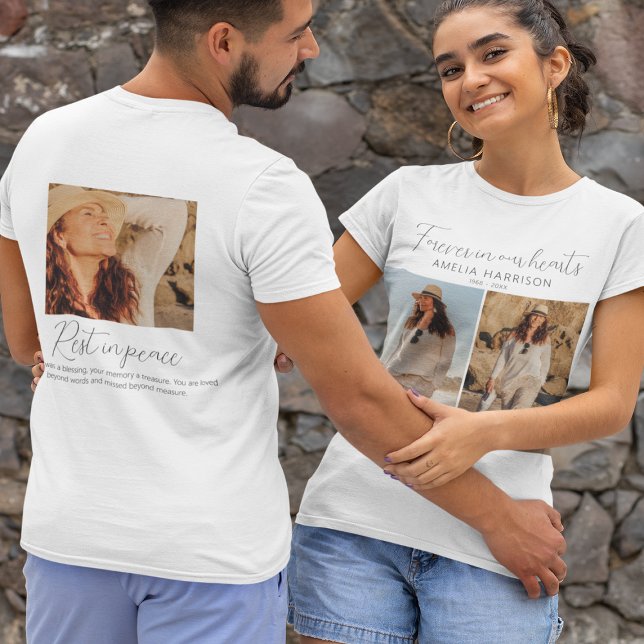 Modern & Simple Photo Collage Funeral T-Shirt (Creator Uploaded)