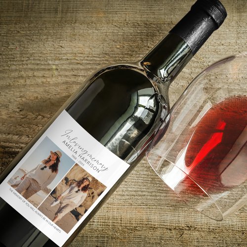 Modern  Simple Photo Collage Funeral Wine Label