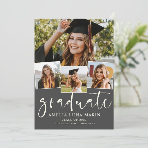 Modern Simple Photo Collage Graduation Invitation | Zazzle