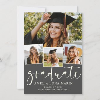 Modern Simple Photo Collage Graduation Invitation | Zazzle