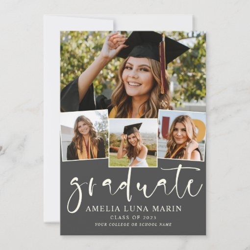 Modern Simple Photo Collage Graduation Invitation 