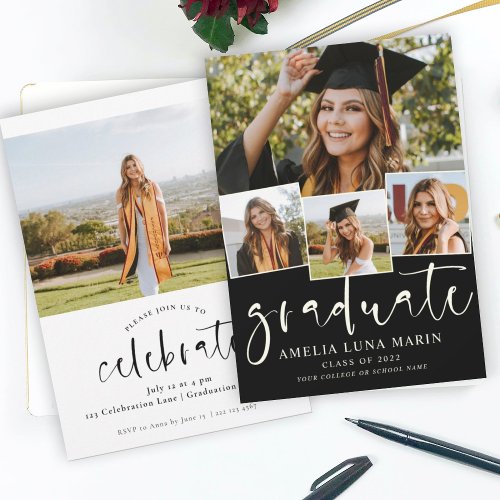 Modern Simple Photo Collage Graduation Invitation