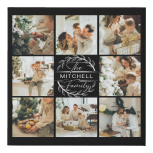 Modern Simple Photo Collage Keepsake   Black Faux Canvas Print