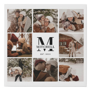 Modern Simple Photo Collage Keepsake   White Faux Canvas Print
