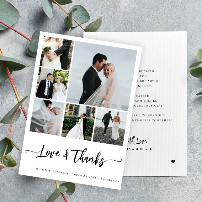 Modern simple photo collage love thanks wedding card (Creator Uploaded)