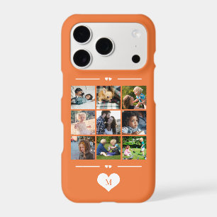Modern simple photo collage orange monogram iPhone 17 pro case