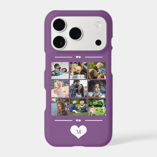 Modern simple photo collage purple monogram iPhone 17 pro case