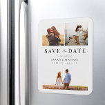 Modern Simple Photo Collage Wedding Save the Date Magnet<br><div class="desc">Create your own wedding save the date magnets featuring 3 of your favorite photos. Modern typography design with simple 3 photo collage.</div>