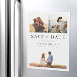 Modern Simple Photo Collage Wedding Save the Date Magnetic Invitation<br><div class="desc">Create your own wedding save the date magnetic cards featuring 3 of your favorite photos. Modern typography design with simple 3 photo collage.</div>