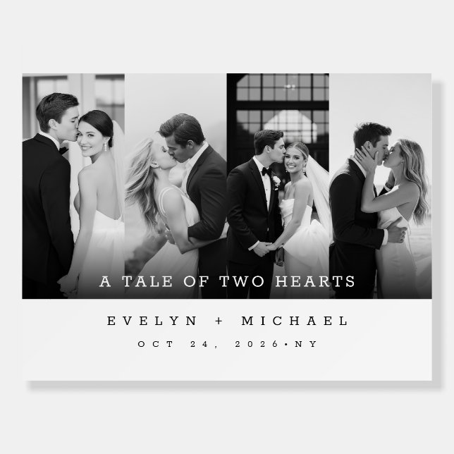 Modern Simple Photo Collage Wedding Welcome  Foam Board (Front)