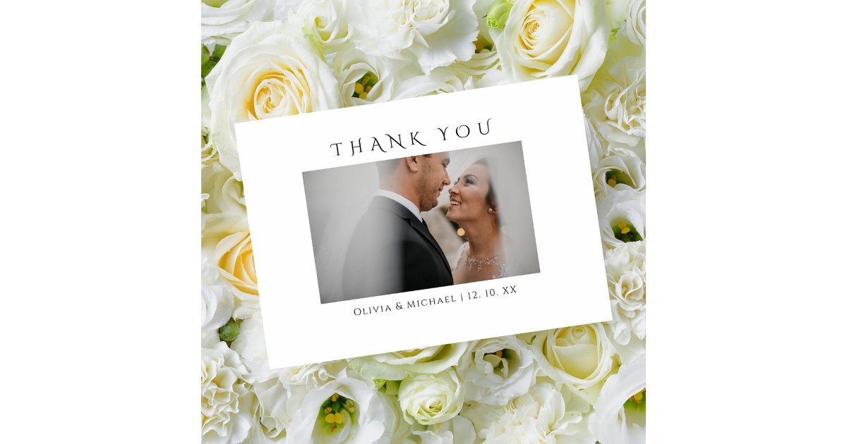 Modern Simple Photo Elegant Typography Wedding Thank You Card | Zazzle