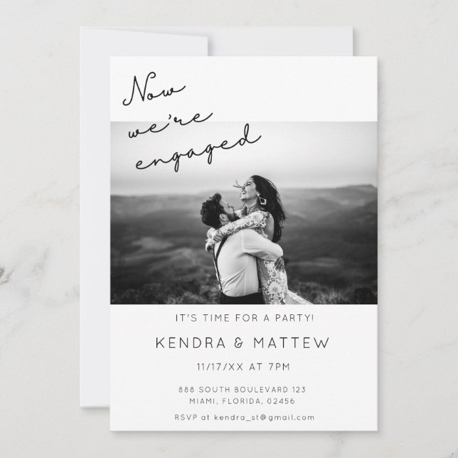 Modern Simple Photo Engagement Party Invitation (Front)