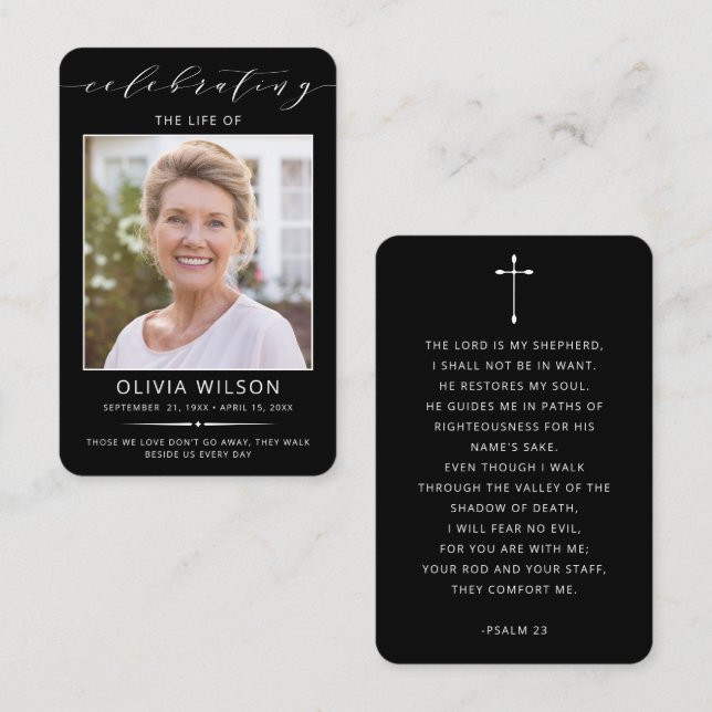 Modern Simple Photo Funeral Memorial Prayer Cards (Front/Back)