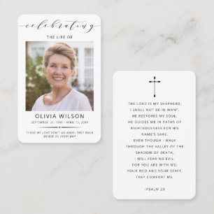 Modern Simple Photo Funeral Memorial Prayer Cards