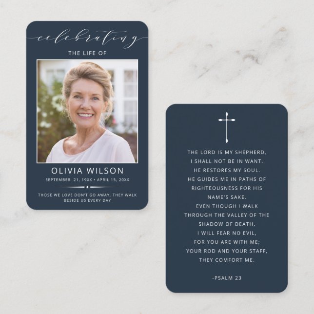 Modern Simple Photo Funeral Memorial Prayer Cards (Front/Back)