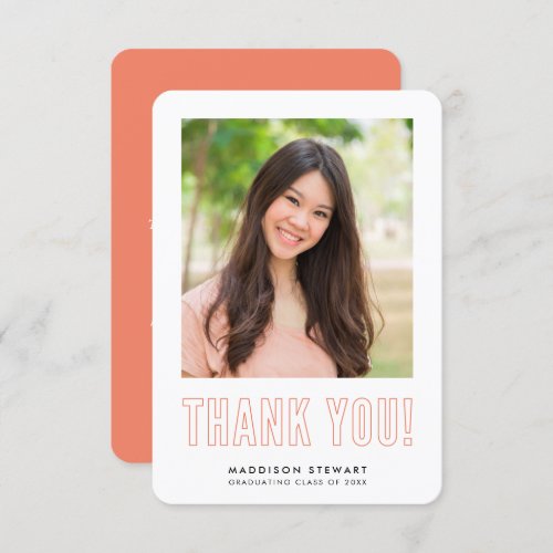 modern simple photo GRAD THANK YOU orange