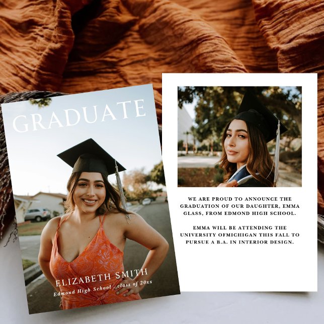 Modern Simple Photo Graduation Announcements (Creator Uploaded)