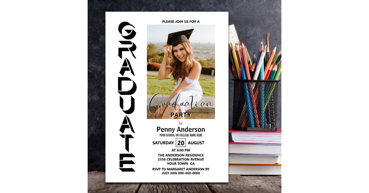 Modern Simple Photo Graduation Party Invitation | Zazzle