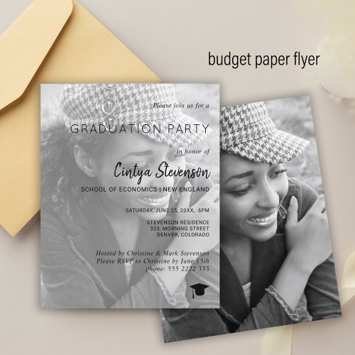 Modern simple photo graduation party invitation flyer