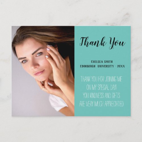 Modern Simple Photo Graduation Thank You Postcard