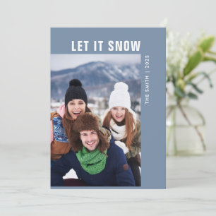 Modern Simple Photo Let It Snow Christmas Holiday Card