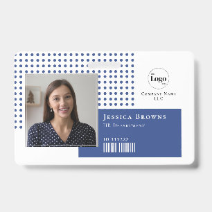 Modern Simple Photo Logo QR Barcode Deep Blue Badge
