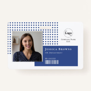 Modern Simple Photo Logo QR Barcode Deep Blue Badge