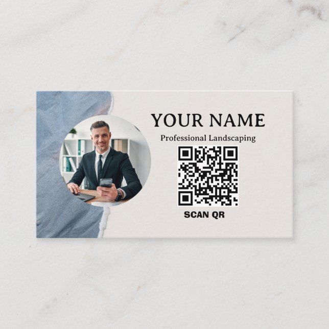 Modern Simple Photo Minimalist qr code Business Card (Front)