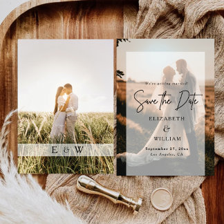 Modern Simple Photo Overlay Wedding Save the Date Invitation