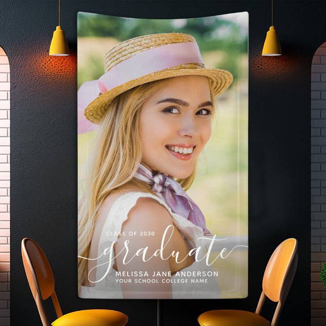 Modern Simple Photo Personalized Graduation Banner (Creator Uploaded)