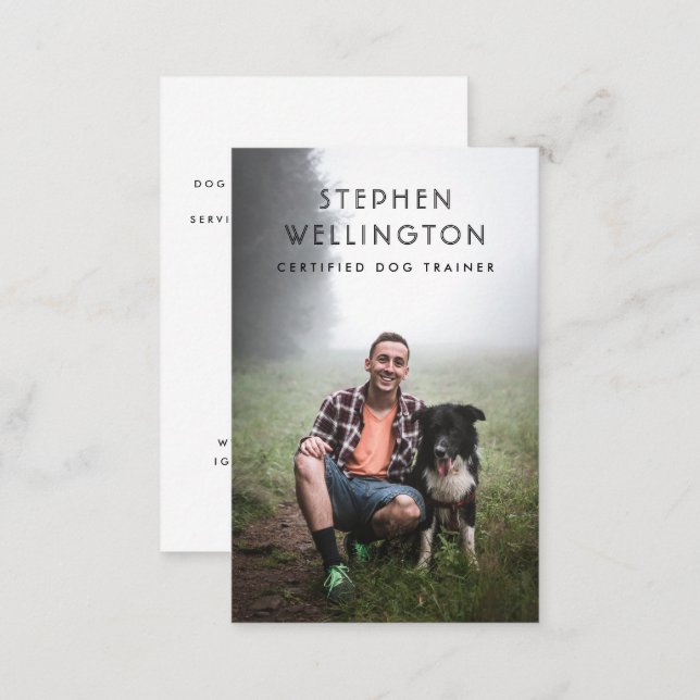 Modern Simple Photo Pet Sitter Dog Trainer Business Card (Front/Back)