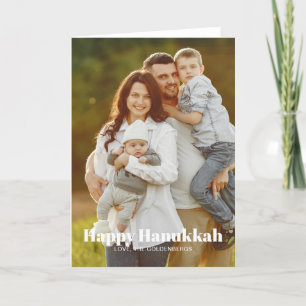 Modern simple photo picture custom text Hanukkah Holiday Card