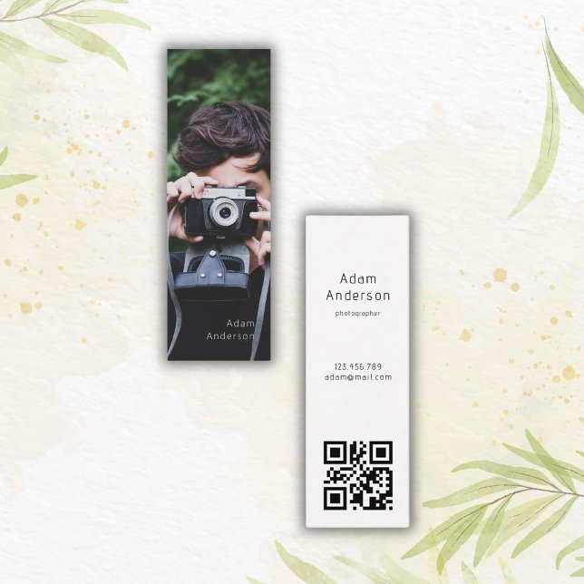 Modern Simple Photo QR Code Photographer  Mini Business Card (Creator Uploaded)