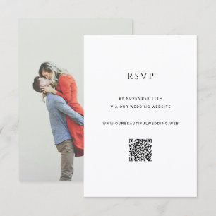 Modern Simple Photo QR Code Wedding RSVP Card