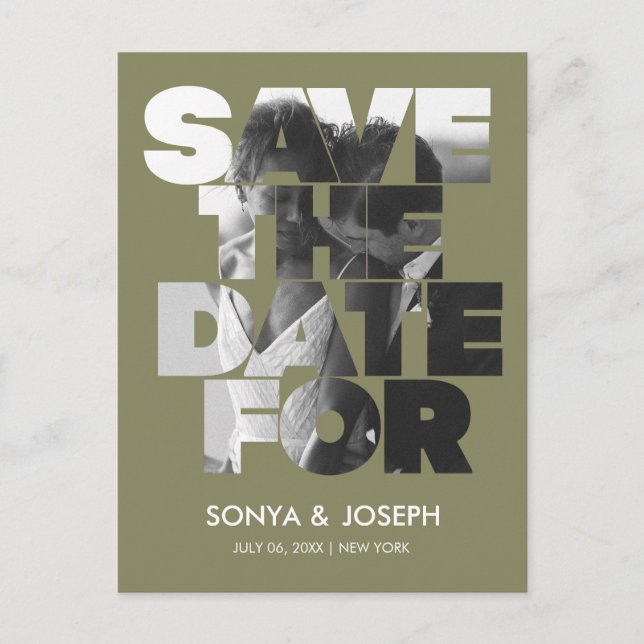 Modern Simple Photo Save the Date Invitation Postcard (Front)