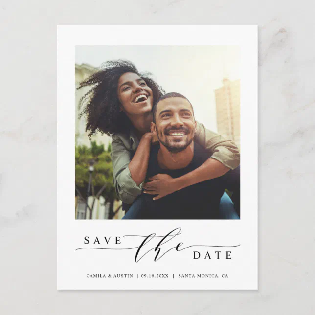 Modern & Simple Photo Save the Date Postcard | Zazzle