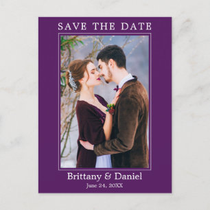 Modern Simple Photo Save The Date Purple Postcard