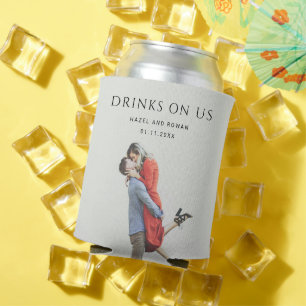 Modern Simple Photo Wedding Can Cooler