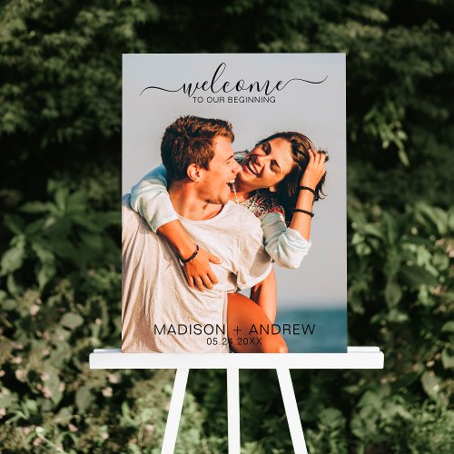 Modern Simple Photo Wedding Ceremony Welcome Sign