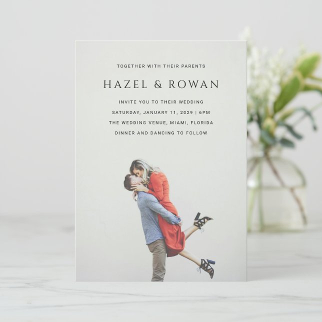 Modern Simple Photo Wedding Invitation (Standing Front)