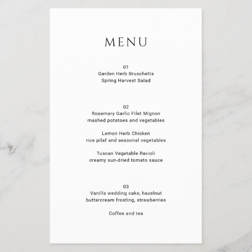 Modern Simple Photo Wedding Menu Flyer