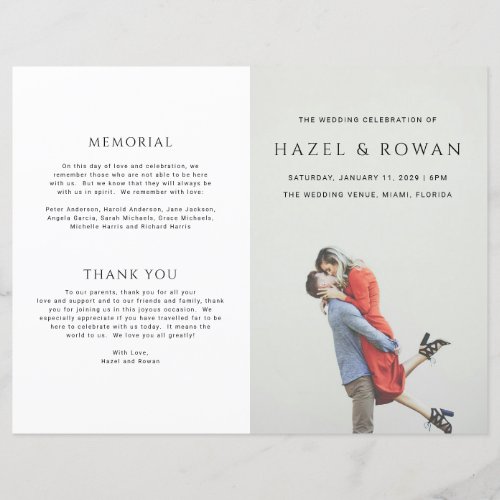 Modern Simple Photo Wedding Program