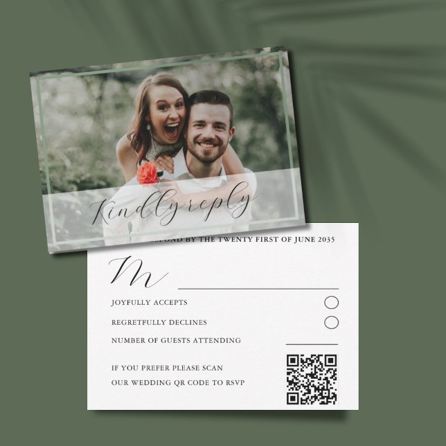 Modern Simple Photo Wedding RSVP  Card (Creator Uploaded)