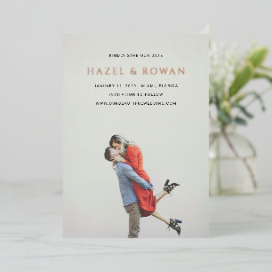 Modern Simple Photo Wedding Save the Date Foil Invitation