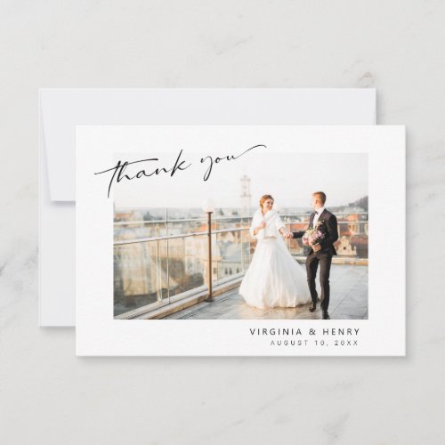 Modern Simple Photo Wedding Thank You Card